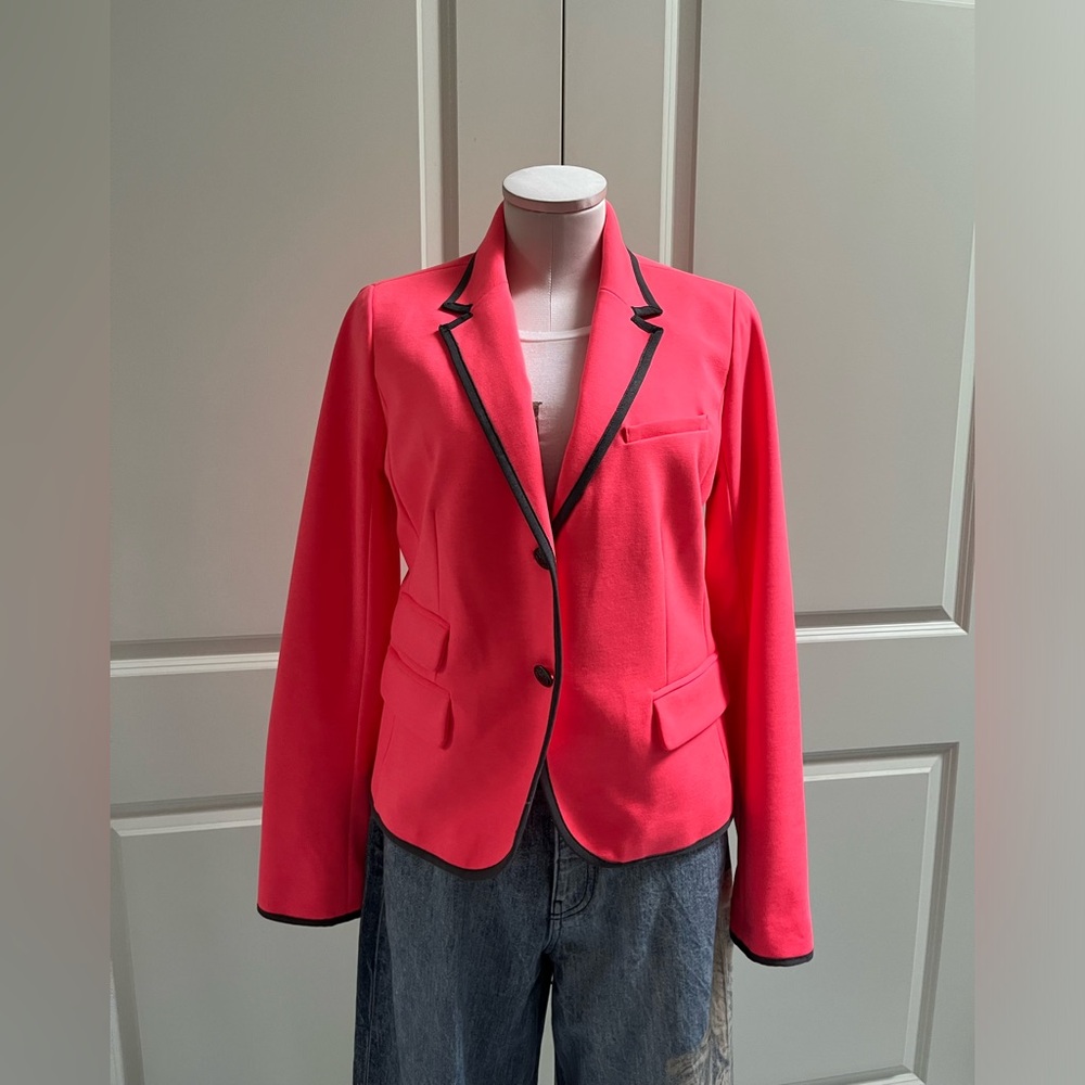 GAP Women's Pink (neon coral) Blazer with grey Trim